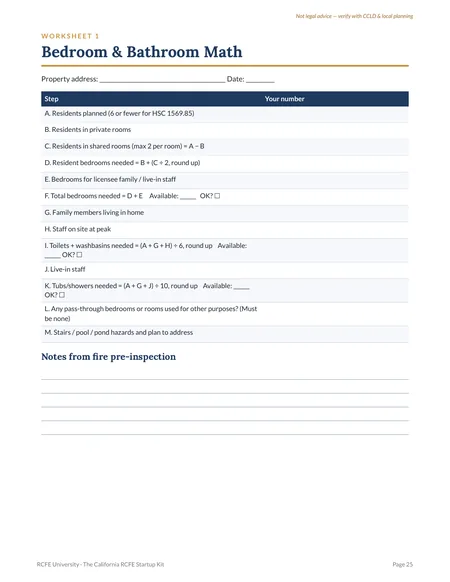 Worksheet 1: Bedroom and Bathroom Math